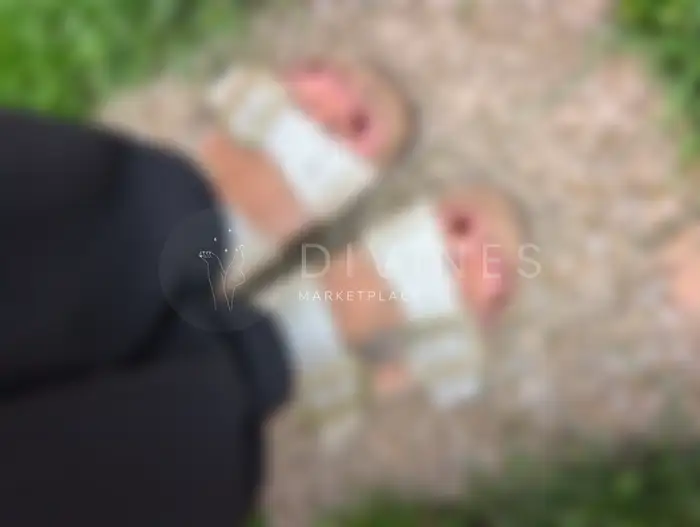 En Birkenstock doré dans le jardin
